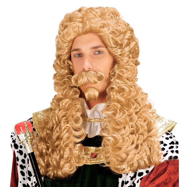 Peluca Rubia de Le Roi con Bigote y Perilla para Adulto