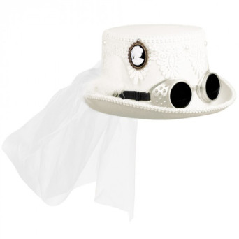 Sombrero de Steampunk de color Blanco para Adulto