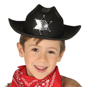 Sombrero de Sheriff de color Negro Infantil