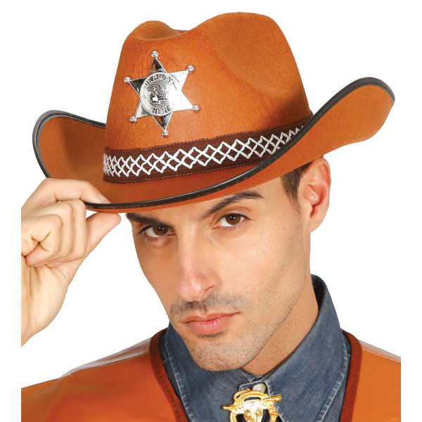 Sombrero de Sheriff de color Marrón para Adulto