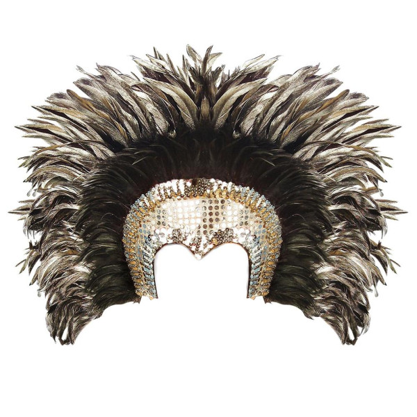 Tocado de Cabaret de color Plata con Plumas para Adulto