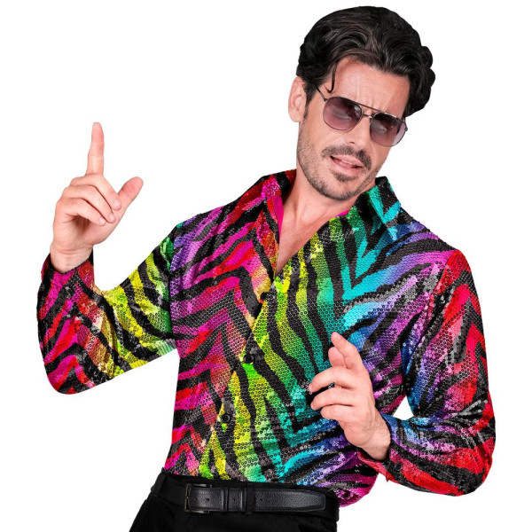 Camisa de Tigre Rainbow con Lentejuelas para Adulto