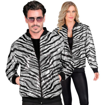 Chaqueta de Cebra de color Plata con Lentejuelas para Adulto