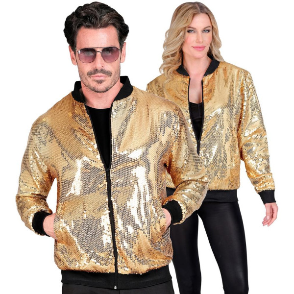 Chaqueta de color Oro con Lentejuelas para Adulto