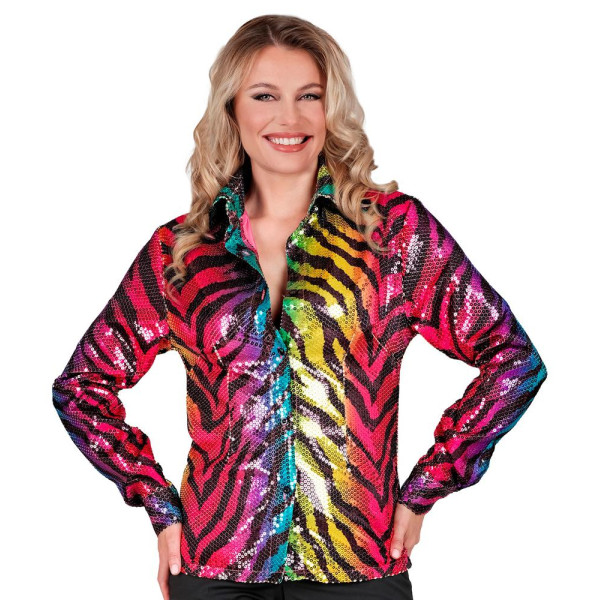 Camisa de Tigre Rainbow con Lentejuelas para Adulto