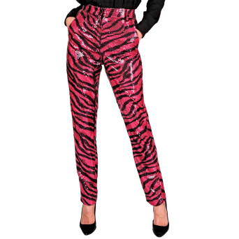 Pantalón de Cebra con Lentejuelas para Adulto