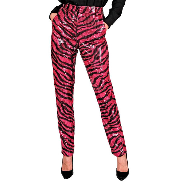 Pantalón de Cebra con Lentejuelas para Adulto