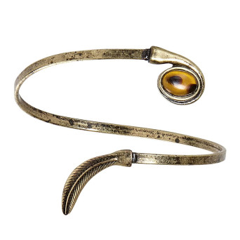 Pulsera de Hoja de color Oro anticuado con Gema Ambar para Adulto