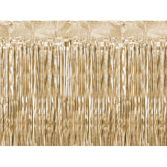 Cortina de Flecos de color Oro Metalizado de 90 x 250 Centímetros