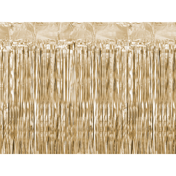 Cortina de Flecos de color Oro Metalizado de 90 x 250 Centímetros