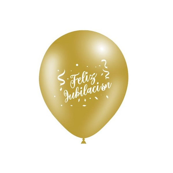 Globo Látex de Feliz Jubilación 8 Unidades R12 de 28 Centímetros 100% Biodegradable