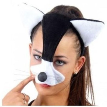 Diadema de Gato de color Negro con Nariz