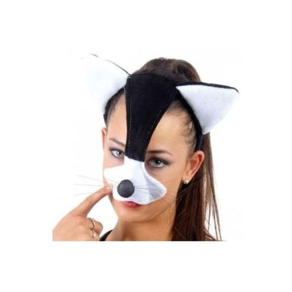 Diadema de Gato de color Negro con Nariz