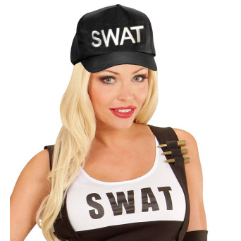Gorra de Policía S.W.A.T. Ajustable de color Negro para Adulto