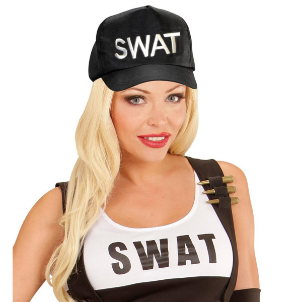 Gorra de Policía S.W.A.T. Ajustable de color Negro para Adulto