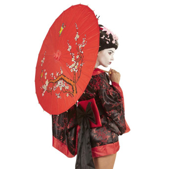 Sombrilla Oriental de Papel de color Rojo de 84 Centímetros