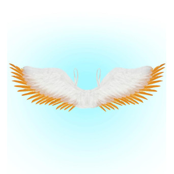 Alas de Plumas de color Blanco y Oro de 100 x 25 Centímetros
