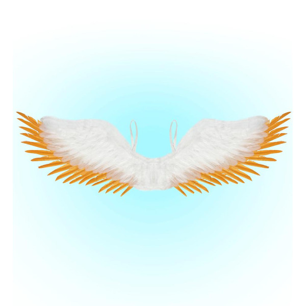 Alas de Plumas de color Blanco y Oro de 100 x 25 Centímetros