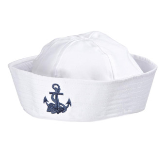 Gorro de Marinero de color Blanco con Ancla para Adulto
