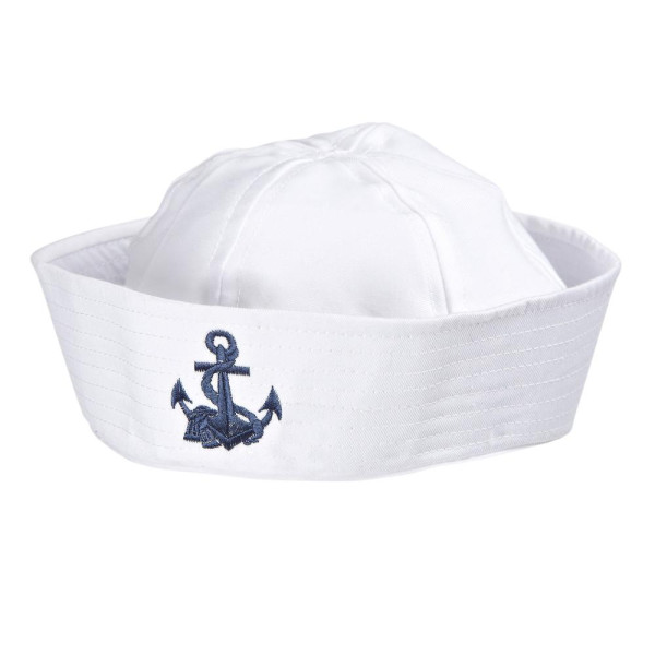 Gorro de Marinero de color Blanco con Ancla para Adulto