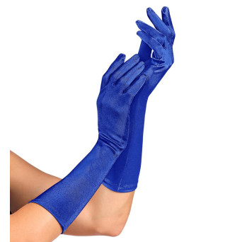 Guantes de Elastano Satén de color Azul de 40 Centímetros para Adulto