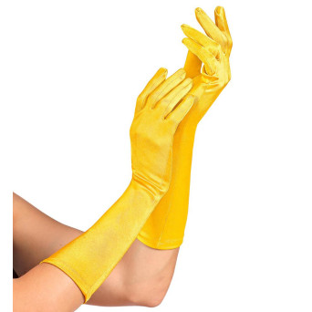 Guantes de Elastano Satén de color Amarillo de 40 Centímetros para Adulto