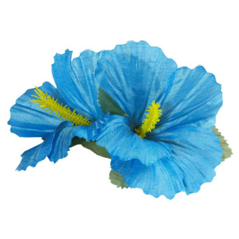 Flor de Hibiscus de color Azul con Clip para Cabello
