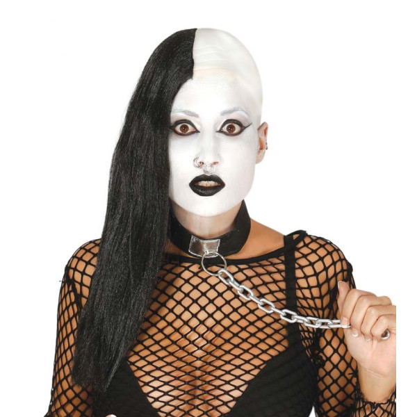 Calva con Pelo de color Negro de Punk para Adulto