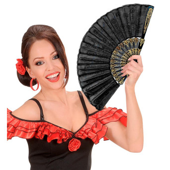 Abanico de Encaje de color Negro