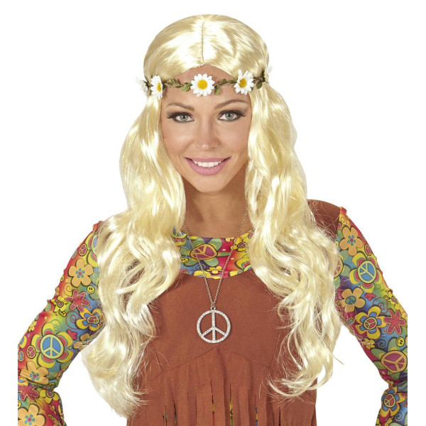Peluca Rubia de Hippie con Cinta para Adulto