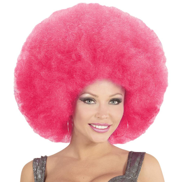 Peluca Rosa de Afro para Adulto