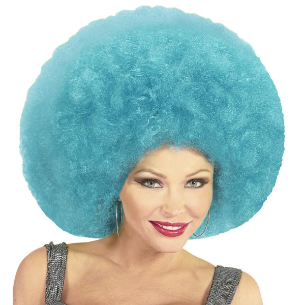 Peluca Azul de Afro para Adulto