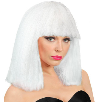 Peluca Blanca de Showgirl para Adulto