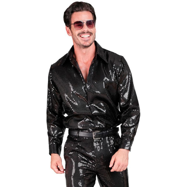 Camisa de color Negro con Lentejuelas para Adulto