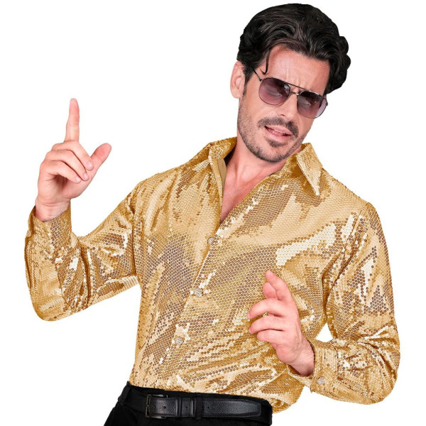 Camisa de color Oro con Lentejuelas para Adulto