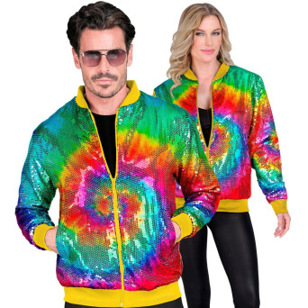 Chaqueta de Hippie con Lentejuelas para Adulto
