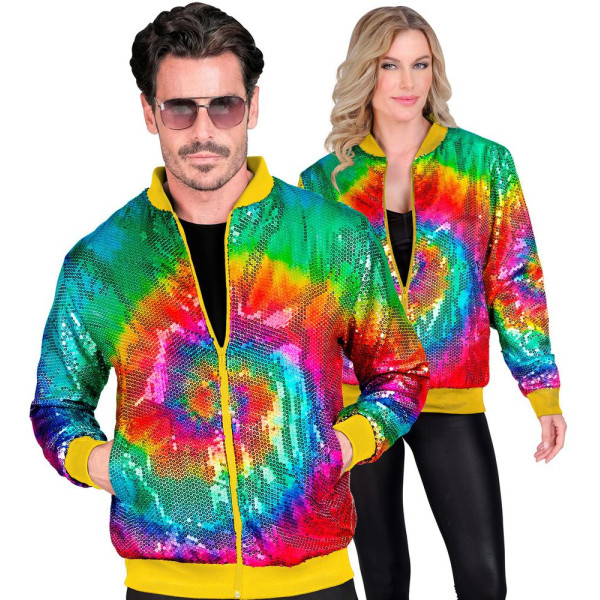 Chaqueta de Hippie con Lentejuelas para Adulto