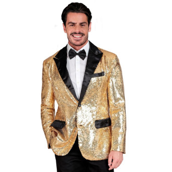 Chaqueta de color Oro con Lentejuelas para Adulto