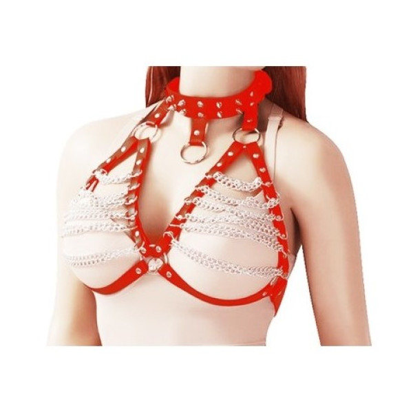 Arnés de Pecho de color Rojo con Cadenas para Adulto