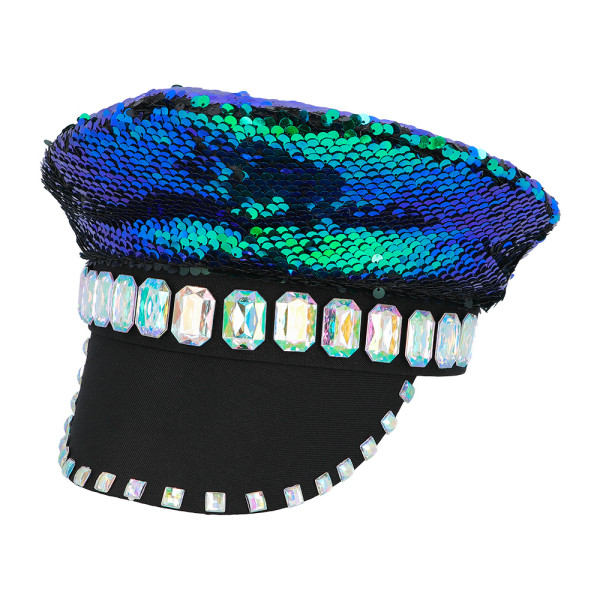 Gorra de Sandy Candy de color Azul con Lentejuelas para Adulto