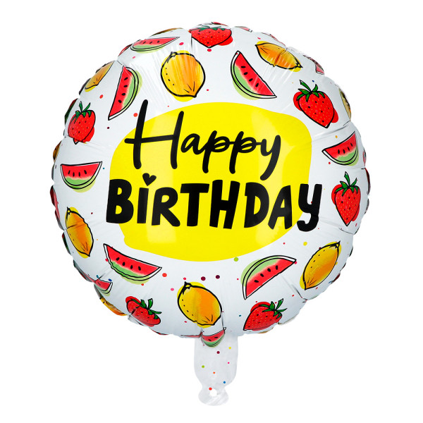 Globo Foil de Happy Birthday Frutas de 45 Centímetros
