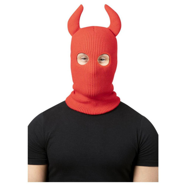 Capucha de Diablo Balaclava con Cuernos para Adulto