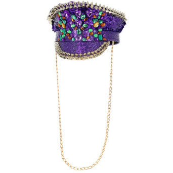 Gorra de Capitán Fever Deluxe de color Purpura con Lentejuelas para Adulto