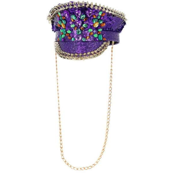 Gorra de Capitán Fever Deluxe de color Purpura con Lentejuelas para Adulto