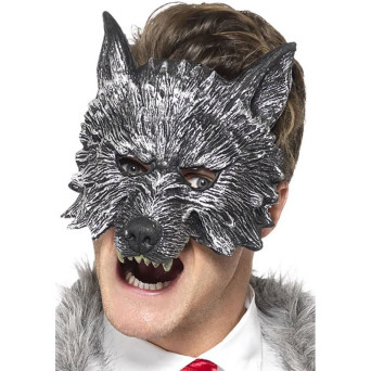 Máscara de Hombre Lobo Deluxe de color Gris para Adulto