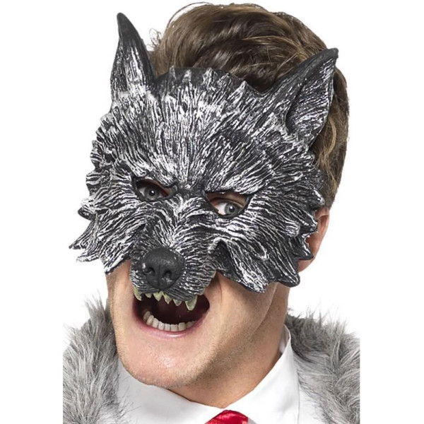 Máscara de Hombre Lobo Deluxe de color Gris para Adulto