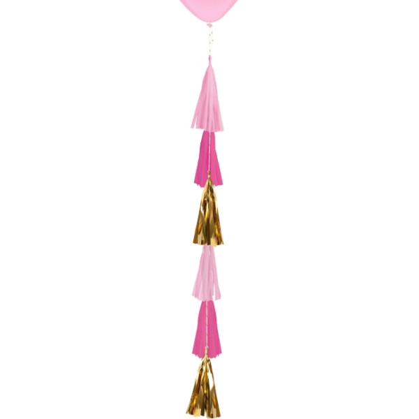 Cola de Flecos Rosa Pastel de 70 Centímetros para Globo