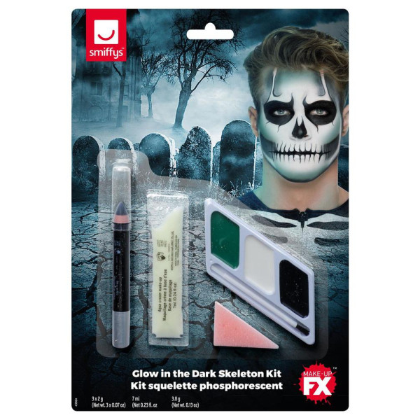Kit de Maquillaje de Esqueleto Fluorescente para Adulto