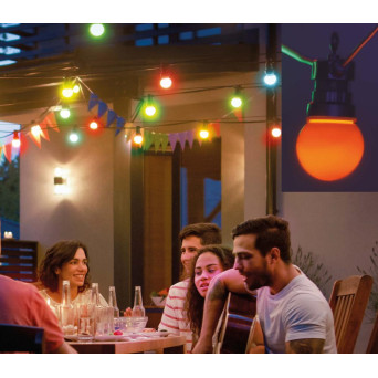 Guirnalda de 10 Bombillas Multicolor para Jardín