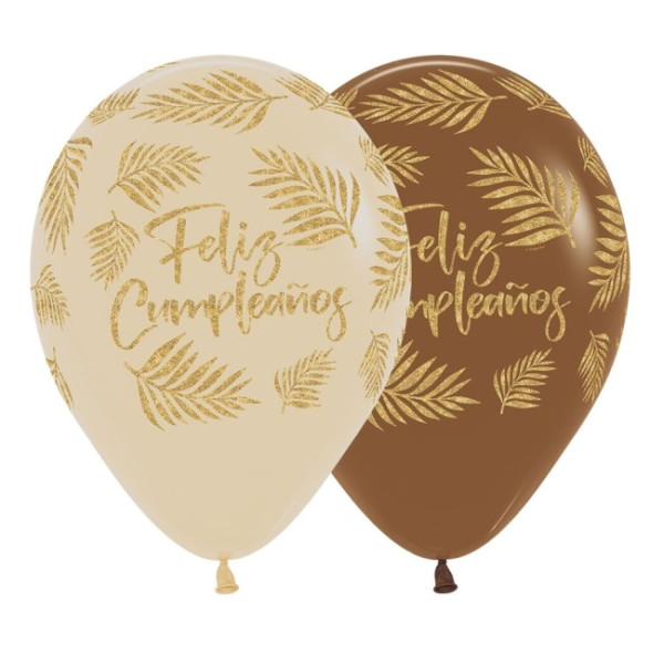 Globo Látex de Feliz Cumpleaños 12 Unidades R12 de 30 Centímetros acabado Fashion Solido de Sempertex